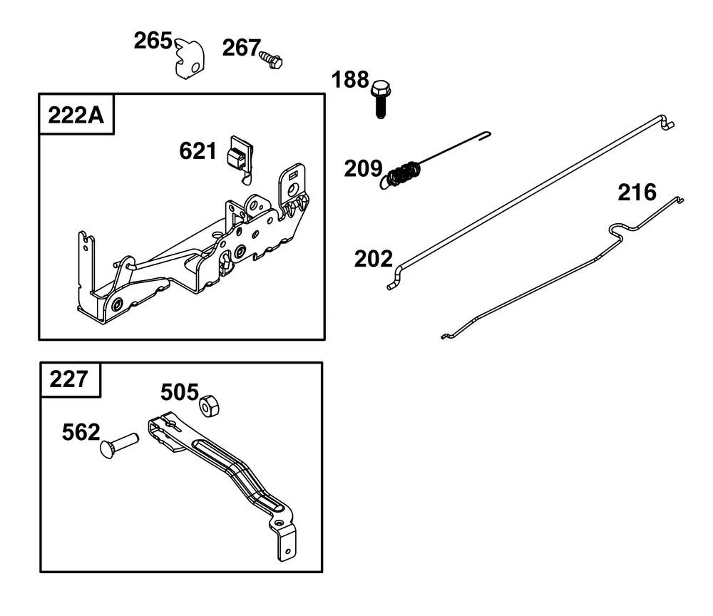 Controls Group Diagram and Parts List for 09P902-0010-H5 020000 - 09Z999 Briggs and Stratton Engine